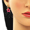 Argolla Huggie 02.362.0003.1.12 Oro Laminado, Diseño de Estrella, Esmaltado Rosado Oscuro, Tono Dorado
