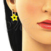 Argolla Huggie 02.362.0003.2.12 Oro Laminado, Diseño de Estrella y Paperclip, Esmaltado Amarillo, Tono Dorado
