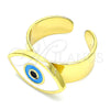 Anillo Elegante 01.313.0006 Oro Laminado, Diseño de Ojo Griego, Esmaltado Blanco, Tono Dorado (One size fits all)