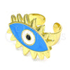 Anillo Elegante 01.313.0007 Oro Laminado, Diseño de Ojo Griego, Esmaltado Azul, Tono Dorado (One size fits all)