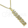 Collares con Dije 04.313.0022.20 Oro Laminado, Diseño de Con Nombre, con Blanca Micro Pave, Pulido, Tono Dorado (02 MM Thickness, 20 Inches Length)