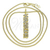 Collares con Dije 04.313.0022.20 Oro Laminado, Diseño de Con Nombre, con Blanca Micro Pave, Pulido, Tono Dorado (02 MM Thickness, 20 Inches Length)