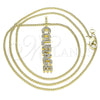 Collares con Dije 04.313.0023.20 Oro Laminado, Diseño de Con Nombre, con Blanca Micro Pave, Pulido, Tono Dorado (02 MM Thickness, 20 Inches Length)