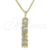 Collares con Dije 04.313.0023.20 Oro Laminado, Diseño de Con Nombre, con Blanca Micro Pave, Pulido, Tono Dorado (02 MM Thickness, 20 Inches Length)