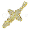 Dije Religioso 05.351.0161 Oro Laminado, Diseño de Crucifijo, Pulido, Tono Dorado