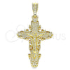 Dije Religioso 05.351.0161 Oro Laminado, Diseño de Crucifijo, Pulido, Tono Dorado
