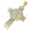 Dije Religioso 05.351.0044.1 Oro Laminado, Diseño de Crucifijo, Pulido, Tres Tonos