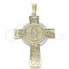 Dije Religioso 05.351.0044.1 Oro Laminado, Diseño de Crucifijo, Pulido, Tres Tonos