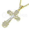Dije Religioso 05.351.0163 Oro Laminado, Diseño de Crucifijo, Pulido, Tres Tonos