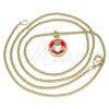 Collares con Dije 04.374.0003.20 Oro Laminado, Diseño de Mano de Dios, Esmaltado Rojo, Tono Dorado (02 MM Thickness, 20 Inches Length)