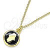 Collares con Dije 04.374.0003.2.20 Oro Laminado, Diseño de Mano de Dios, Esmaltado Negro, Tono Dorado (02 MM Thickness, 20 Inches Length)