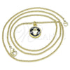 Collares con Dije 04.374.0003.2.20 Oro Laminado, Diseño de Mano de Dios, Esmaltado Negro, Tono Dorado (02 MM Thickness, 20 Inches Length)
