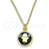 Collares con Dije 04.374.0003.2.20 Oro Laminado, Diseño de Mano de Dios, Esmaltado Negro, Tono Dorado (02 MM Thickness, 20 Inches Length)