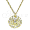 Collares con Dije 04.362.0016.20 Oro Laminado, Diseño de Ojo Griego, con Blanca Micro Pave, Pulido, Tono Dorado (02 MM Thickness, 20 Inches Length)