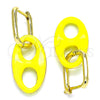 Argolla Huggie 02.362.0006.12 Oro Laminado, Diseño de Puff Mariner, Esmaltado Amarillo, Tono Dorado