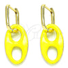 Argolla Huggie 02.362.0006.12 Oro Laminado, Diseño de Puff Mariner, Esmaltado Amarillo, Tono Dorado