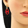 Argolla Huggie 02.362.0006.1.12 Oro Laminado, Diseño de Puff Mariner, Esmaltado Rojo, Tono Dorado