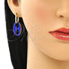 Argolla Huggie 02.362.0006.2.12 Oro Laminado, Diseño de Puff Mariner, Esmaltado Azul, Tono Dorado