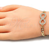 Pulsera Elegante 03.156.0023.08 Oro Laminado, Diseño de Infinito, con Blanca Micro Pave, Pulido, Tono Dorado (05 MM Thickness, 8 Inches Length)