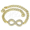 Pulsera Elegante 03.156.0023.08 Oro Laminado, Diseño de Infinito, con Blanca Micro Pave, Pulido, Tono Dorado (05 MM Thickness, 8 Inches Length)