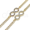 Pulsera Elegante 03.156.0023.08 Oro Laminado, Diseño de Infinito, con Blanca Micro Pave, Pulido, Tono Dorado (05 MM Thickness, 8 Inches Length)