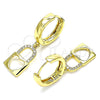 Argolla Huggie 02.341.0076.15 Oro Laminado, Diseño de Candado y Corazón, con Blanca Micro Pave, Pulido, Tono Dorado