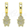 Argolla Huggie 02.341.0081.15 Oro Laminado, Diseño de Niñita Pequeña, con Blanca Micro Pave, Pulido, Tono Dorado