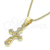 Collares con Dije 04.242.0102.20 Oro Laminado, Diseño de Crucifijo, Pulido, Tono Dorado (02 MM Thickness, 20 Inches Length)