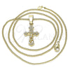 Collares con Dije 04.242.0102.20 Oro Laminado, Diseño de Crucifijo, Pulido, Tono Dorado (02 MM Thickness, 20 Inches Length)