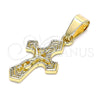 Dije Religioso 05.242.0002 Oro Laminado, Diseño de Crucifijo, Pulido, Tono Dorado