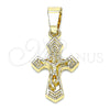 Dije Religioso 05.242.0002 Oro Laminado, Diseño de Crucifijo, Pulido, Tono Dorado