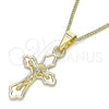 Collares con Dije 04.242.0105.20 Oro Laminado, Diseño de Crucifijo, Pulido, Tono Dorado (02 MM Thickness, 20 Inches Length)