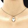 Collares con Dije 04.313.0031.20 Oro Laminado, Diseño de Mano de Dios, con Blanca Zirconia Cubica, Esmaltado Blanco, Tono Dorado (02 MM Thickness, 20 Inches Length)