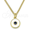 Collares con Dije 04.313.0033.20 Oro Laminado, Diseño de Ojo Griego, Esmaltado Blanco, Tono Dorado (02 MM Thickness, 20 Inches Length)