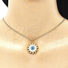 Collares con Dije 04.313.0063.20 Oro Laminado, Diseño de Ojo Griego y Sol, Esmaltado Blanco, Tono Dorado (02 MM Thickness, 20 Inches Length)