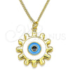 Collares con Dije 04.313.0063.20 Oro Laminado, Diseño de Ojo Griego y Sol, Esmaltado Blanco, Tono Dorado (02 MM Thickness, 20 Inches Length)