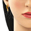 Argolla Huggie 02.213.0211.2.12 Oro Laminado, Diseño de Llave, Esmaltado Naranja, Tono Dorado