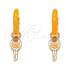 Argolla Huggie 02.213.0211.2.12 Oro Laminado, Diseño de Llave, Esmaltado Naranja, Tono Dorado