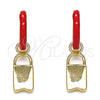 Argolla Huggie 02.213.0213.12 Oro Laminado, Diseño de Candado, Esmaltado Rojo, Tono Dorado