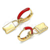 Argolla Huggie 02.213.0213.12 Oro Laminado, Diseño de Candado, Esmaltado Rojo, Tono Dorado