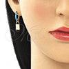 Argolla Huggie 02.213.0213.2.12 Oro Laminado, Diseño de Candado, Esmaltado Turquesa, Tono Dorado