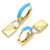 Argolla Huggie 02.213.0213.2.12 Oro Laminado, Diseño de Candado, Esmaltado Turquesa, Tono Dorado