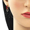 Argolla Huggie 02.213.0216.12 Oro Laminado, Diseño de Candado, Esmaltado Rojo, Tono Dorado