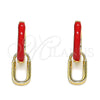 Argolla Huggie 02.213.0216.12 Oro Laminado, Diseño de Candado, Esmaltado Rojo, Tono Dorado
