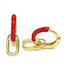 Argolla Huggie 02.213.0216.12 Oro Laminado, Diseño de Candado, Esmaltado Rojo, Tono Dorado