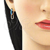 Argolla Huggie 02.213.0216.3.12 Oro Laminado, Diseño de Candado, Esmaltado Turquesa, Tono Dorado