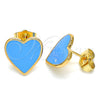 Arete Dormilona 02.213.0218.1 Oro Laminado, Diseño de Corazón, Esmaltado Azul, Tono Dorado