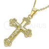 Dije Religioso 05.163.0097 Oro Laminado, Diseño de Crucifijo, Pulido, Tono Dorado