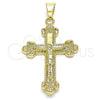Dije Religioso 05.163.0097 Oro Laminado, Diseño de Crucifijo, Pulido, Tono Dorado