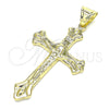 Dije Religioso 05.100.0006 Oro Laminado, Diseño de Crucifijo, Pulido, Tono Dorado